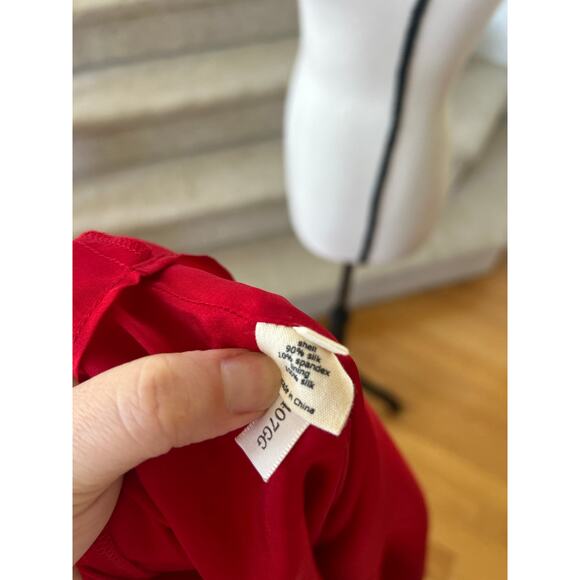 L'Agence Red Silk Halter Tie Neck Fit & Flare Dress - Picture 8 of 9